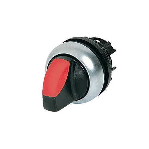 216825 - Illuminated selector switch actuator, RMQ-Titan, With thumb-grip, maintained, 2 positions, red, Bezel: titanium - 1