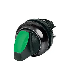 216828 - Illuminated selector switch actuator, RMQ-Titan, With thumb-grip, maintained, 2 positions, green, Bezel: black - Eaton