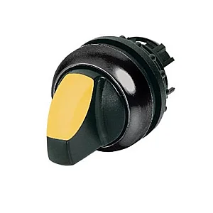 216830 - Illuminated selector switch actuator, RMQ-Titan, With thumb-grip, maintained, 2 positions, yellow, Bezel: black - Eaton