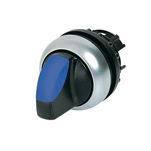 216831 - Illuminated selector switch actuator, RMQ-Titan, With thumb-grip, maintained, 2 positions, Blue, Bezel: titanium - 1