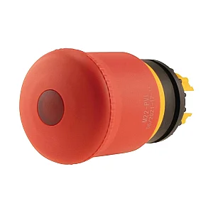 216878 - Emergency stop/emergency switching off pushbutton, RMQ-Titan, Mushroom-shaped, 38 mm, Illuminated with LED element, Pull-to-release function, Red, yellow, RAL 3000 - Eaton