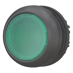 216949 - Illuminated pushbutton actuator, RMQ-Titan, Flush, maintained, green, Blank, Bezel: black - Eaton