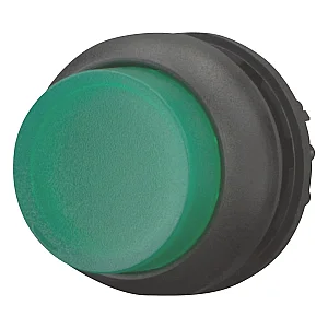 216970 - Illuminated pushbutton actuator, RMQ-Titan, Extended, momentary, green, Blank, Bezel: black - Eaton
