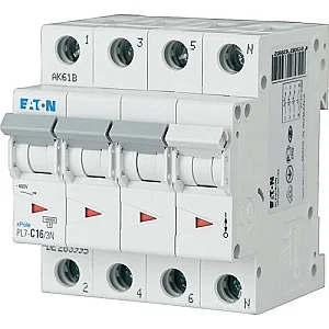 263995 - Pl7-c16/3n - Miniature Circuit Breaker (mcb), 16 A, 3p+n, Characteristic: C - Eaton