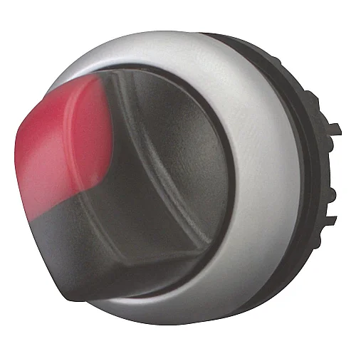 284394 - Illuminated selector switch actuator, RMQ-Titan, With thumb-grip, maintained, 2 positions (V position), red, Bezel: titanium - 1