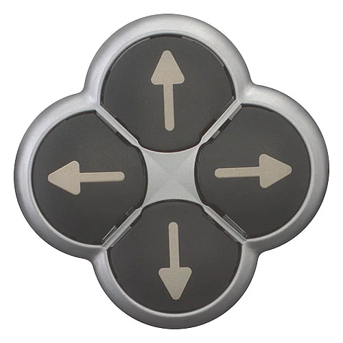 286336 - Position pushbutton, RMQ-Titan, Actuators non-flush, momentary, black, 4-fold, opposing pushbuttons not mechanically interlocked, Bezel: titanium, arrow up - 1