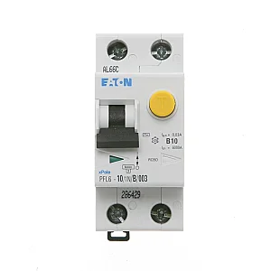 286429 - Pfl6-10/1n/b/003 - Rcd/mcb Combination, 10 A, 30 Ma, Mcb Trip Characteristic: B, 1p+n, Rcd Trip Characteristic: Ac - Eaton