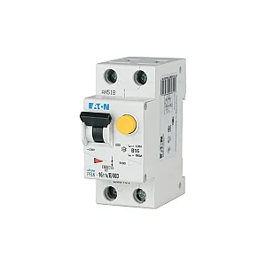 286431 - Pfl6-16/1n/b/003 - Rcd/mcb Combination, 16 A, 30 Ma, Mcb Trip Characteristic: B, 1p+n, Rcd Trip Characteristic: Ac - Eaton