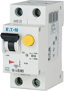 286464 - Pfl6-6/1n/c/003 - Rcd/mcb Combination, 6 A, 30 Ma, Mcb Trip Characteristic: C, 1p+n, Rcd Trip Characteristic: Ac - Eaton