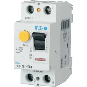 286496 - Pf6-40/2/003 - Residual Current Circuit Breaker (rccb), 40a, 2 P, 30ma, Type Ac - Eaton