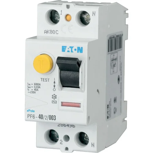 286496 - Pf6-40/2/003 - Residual Current Circuit Breaker (rccb), 40a, 2 P, 30ma, Type Ac - 1