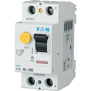 286496 - Pf6-40/2/003 - Residual Current Circuit Breaker (rccb), 40a, 2 P, 30ma, Type Ac - Eaton