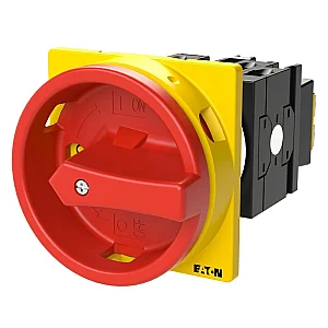 29382 - T0-3-8342/ea/svb - Main Switch, T0, 20 A, Flush Mounting, 3 Contact Unit(s), 6 Pole, Emergency Switching Off Function, With Red Rotary Handle And Yellow Locking Ring, Lockable In The 0 (off) Position - Eaton