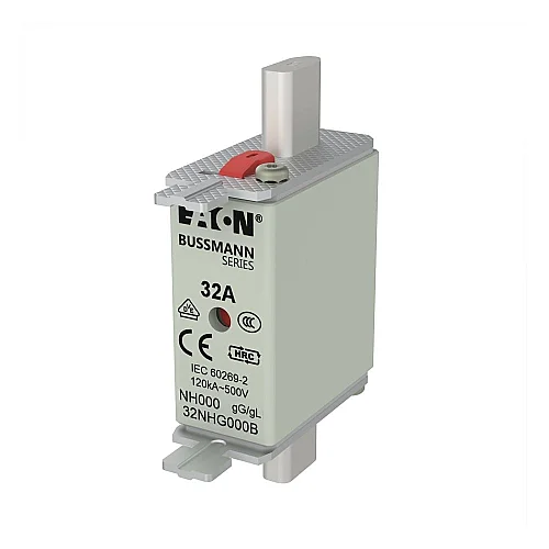 32NHG000B - Fuse-link, LV, 32 A, AC 500 V, NH000, gL/gG, IEC, dual indicator, live gripping lugs - 1