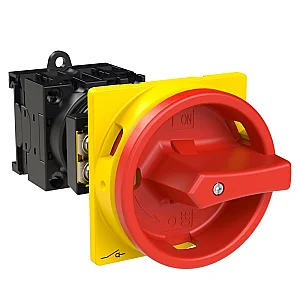 43619 - T0-2-1/v/svb - Main Switch, T0, 20 A, Rear Mounting, 2 Contact Unit(s), 3 Pole, Emergency Switching Off Function, With Red Rotary Handle And Yellow Locking Ring, Lockable In The 0 (off) Position - Eaton