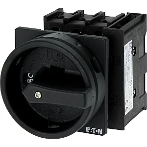 70194 - P1-25/ea/svb-sw/hi11 - Main Switch, P1, 25 A, Flush Mounting, 3 Pole, 1 N/o, 1 N/c, Stop Function, With Black Rotary Handle And Locking Ring, Lockable In The 0 (off) Position - Eaton