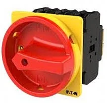 74320 - P3-100/ea/svb - Main Switch, P3, 100 A, Flush Mounting, 3 Pole, Emergency Switching Off Function, With Red Rotary Handle And Yellow Locking Ring, Lockable In The 0 (off) Position - Eaton