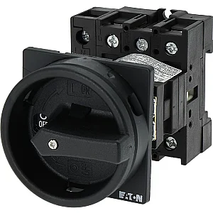 88706 - P1-25/v/svb-sw/n - Main Switch, P1, 25 A, Rear Mounting, 3 Pole + N, Stop Function, With Black Rotary Handle And Locking Ring, Lockable In The 0 (off) Position - Eaton