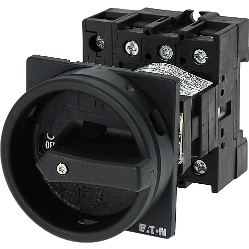 88706 - P1-25/v/svb-sw/n - Main Switch, P1, 25 A, Rear Mounting, 3 Pole + N, Stop Function, With Black Rotary Handle And Locking Ring, Lockable In The 0 (off) Position - 1