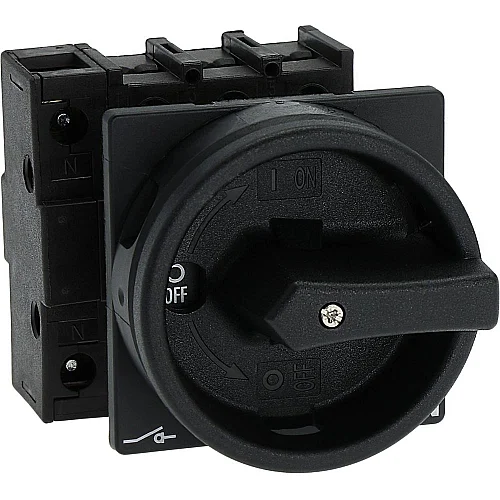 93452 - P1-32/ea/svb-sw/n - Main Switch, P1, 32 A, Flush Mounting, 3 Pole + N, Stop Function, With Black Rotary Handle And Locking Ring, Lockable In The 0 (off) Position - 1