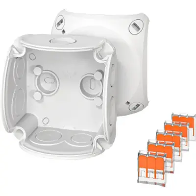 Junction Box Dk 0102 Wz 84x84x55mm Ip66 Gray Halogen Free With Terminals - Hensel