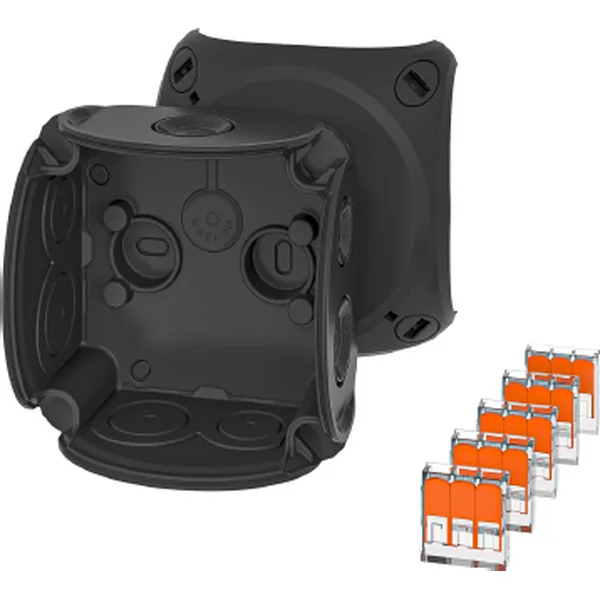 Hensel - Junction box DK 0102 XZ 84x84x55mm IP66 black halogen free with terminals - Hensel