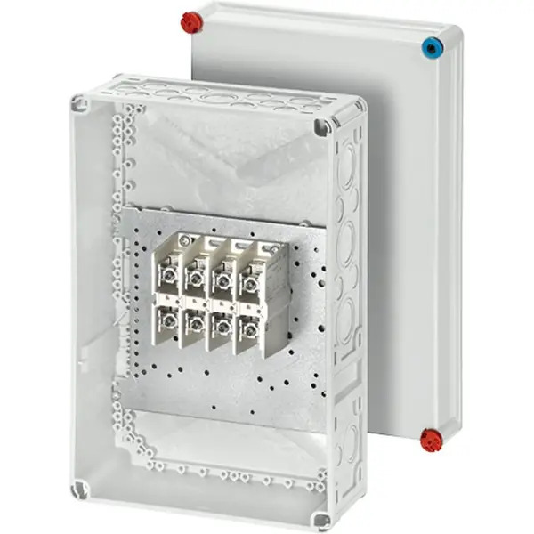 Hensel - Cable junction box K 7042 300x450x170mm with 4-pole terminal 10-95 mm², with lid, grey IP65 - Hensel
