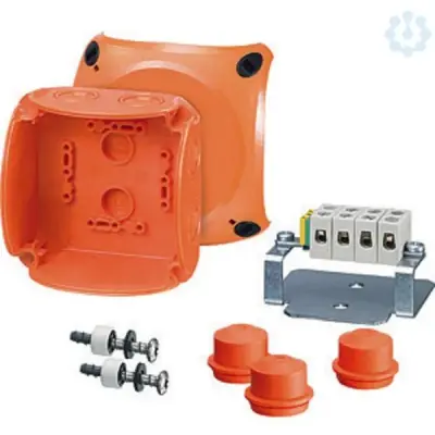 Fireproof Junction Box Fk 0404 130x130x77mm E90 Ip65/66 Orange With Terminal - Hensel