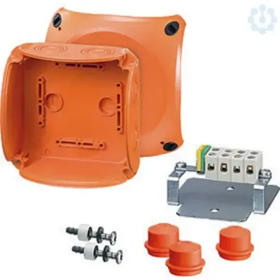 Fireproof Junction Box Fk 0604 130x130x77mm E90 Ip65/66 Orange With Terminal - Hensel