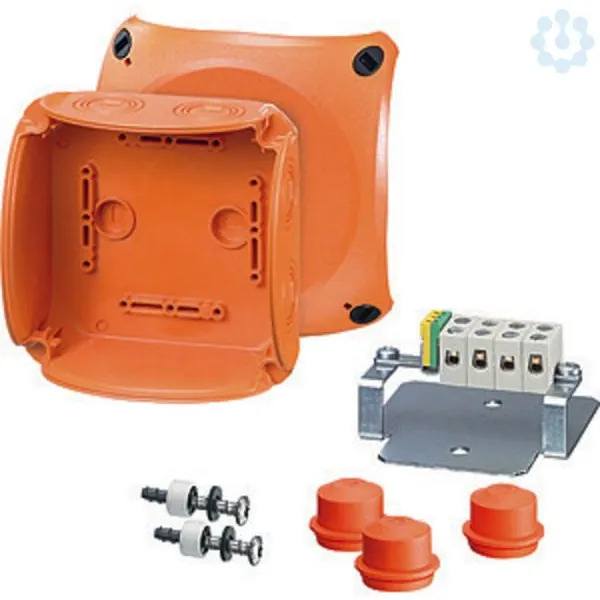 Hensel - Fireproof junction box FK 0604 130x130x77mm E90 IP65/66 orange with terminal - Hensel