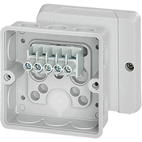 Hensel - Junction box DE 9326 Z 88x88x50mm IP55 grey with 5x2.5mm² terminal - Hensel