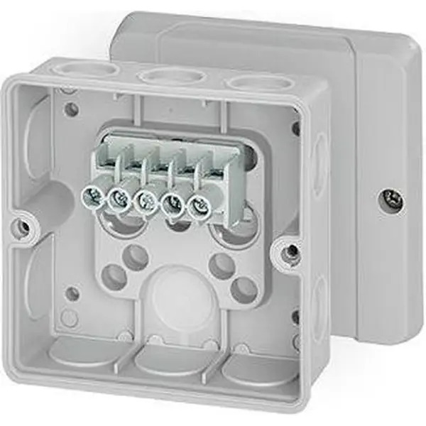 Hensel - Junction box DE 9345 98x98x55mm IP55 grey with 5x4mm² terminal - Hensel