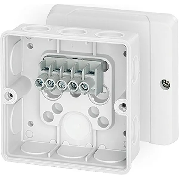 Hensel - Junction box DE 9346 98x98x55mm IP55 white with 5x4mm² terminal - Hensel