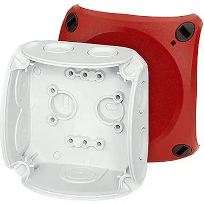 Junction Box Dk 0200 R 93x93x62mm Without Terminals, Grey With Red Lid Ip66 - Hensel