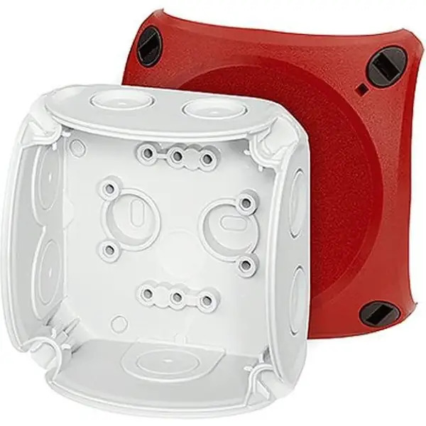 Hensel - Junction box DK 0200 R 93x93x62mm without terminals, grey with red lid IP66 - Hensel