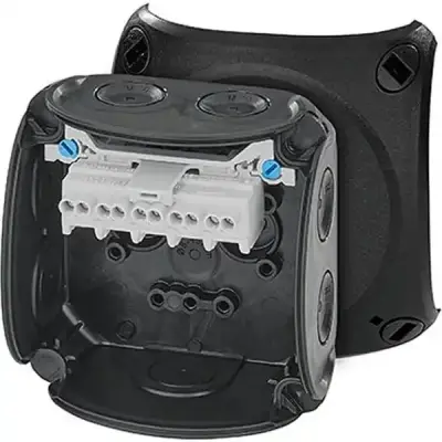 Junction Box Dk 0202 B With 5 Pole Terminals 2,5 Mm2, Black Ip66 - Hensel