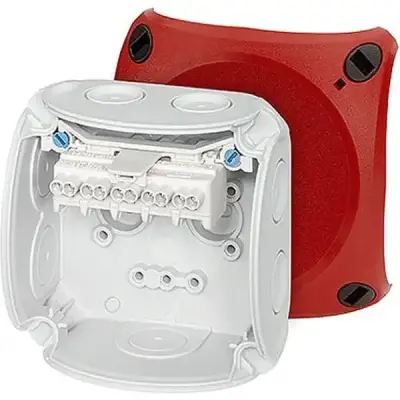 Junction Box Dk 0202 R With 5 Pole Terminals 2,5 Mm2, Grey With Red Lid Ip66 - Hensel