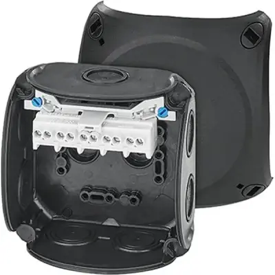 Junction Box Dk 0404 B With 5 Pole Terminals 4 Mm2, Black Ip66 - Hensel