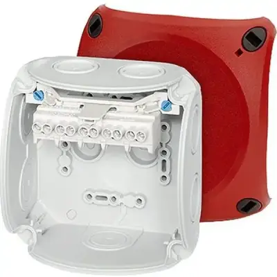 Junction Box Dk 0404 R With 5 Pole Terminals 4 Mm2, Grey With Red Lid Ip66 - Hensel