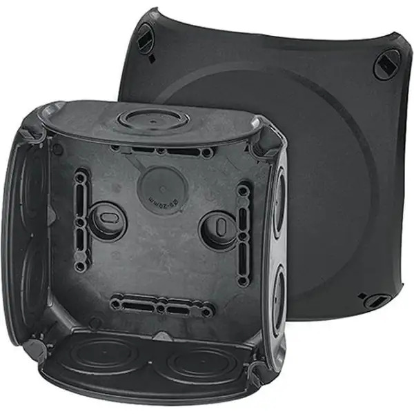 Hensel - Junction box DK 0600 B 130x130x77mm without terminals, black IP66 - Hensel