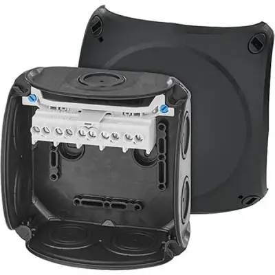 Junction Box Dk 0606 B With 5 Pole Terminals 6 Mm2, Black Ip66 - Hensel