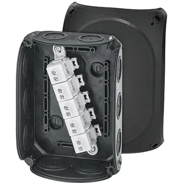 Hensel - Junction box DK 1010 B with 5 pole terminals 10 mm2, black IP66 - Hensel