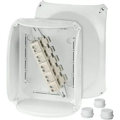 Junction Box Dk 2525 Gz With 5 Pole Terminals 25 Mm2, Grey Ip66 - Hensel