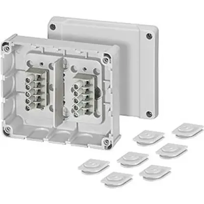Junction Box Dp 9221 139x119x49mm With Two 5x2.5mm² Terminal, Grey Ip54 - Hensel