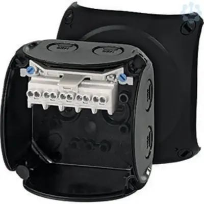 Junction Box Kf 0202 B 93x93x62mm Ip66/67 Black Halogen Free With 5x2,5mm² Terminal Uv Resistant - Hensel