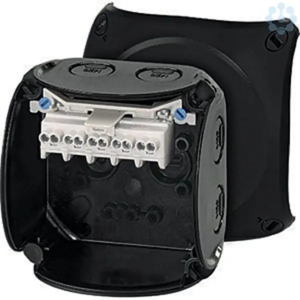 Hensel - Junction box KF 0202 B 93x93x62mm IP66/67 black halogen free with 5x2,5mm² terminal UV resistant - Hensel
