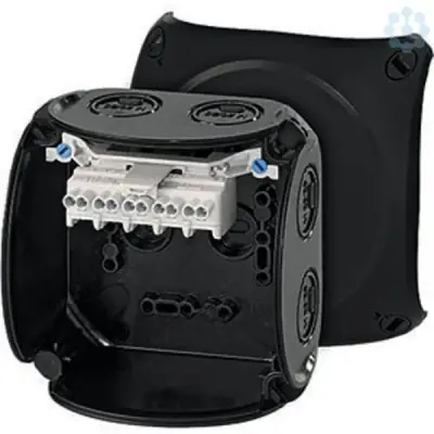 Junction Box Kf 0402 B 104x104x70mm Ip66/67 Black With 5x2.5mm² Terminal - Hensel