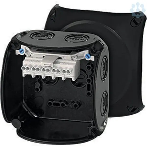Hensel - Junction box KF 0402 B 104x104x70mm IP66/67 black with 5x2.5mm² terminal - Hensel
