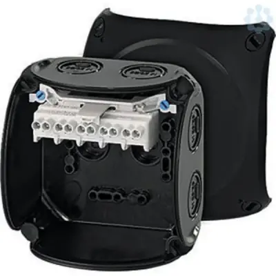 Junction Box Kf 0404 B 104x104x70mm Ip66/67 Black Halogen Free With 5x4mm² Terminal Uv Resistant - Hensel