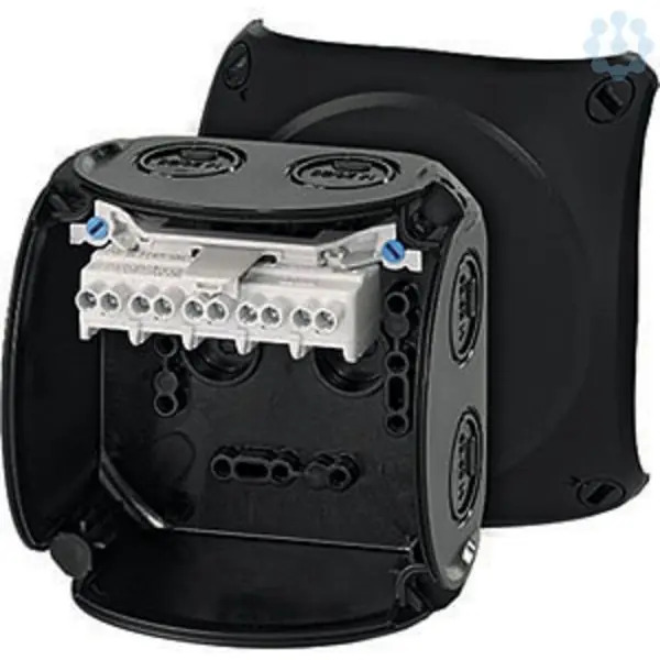 Hensel - Junction box KF 0404 B 104x104x70mm IP66/67 black halogen free with 5x4mm² terminal UV resistant - Hensel